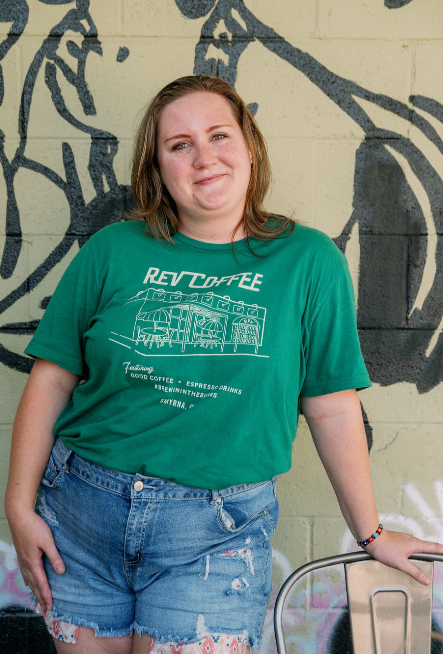 Green Storefront Tee Rev Coffee Roasters Marie Smyrna Georgia