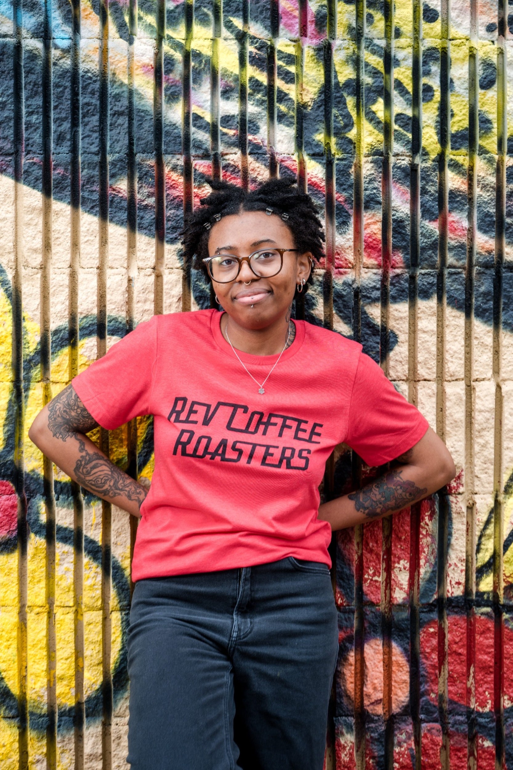 Red Tee Shirt Rev Coffee Roasters Timeless Logo Dylan Greene